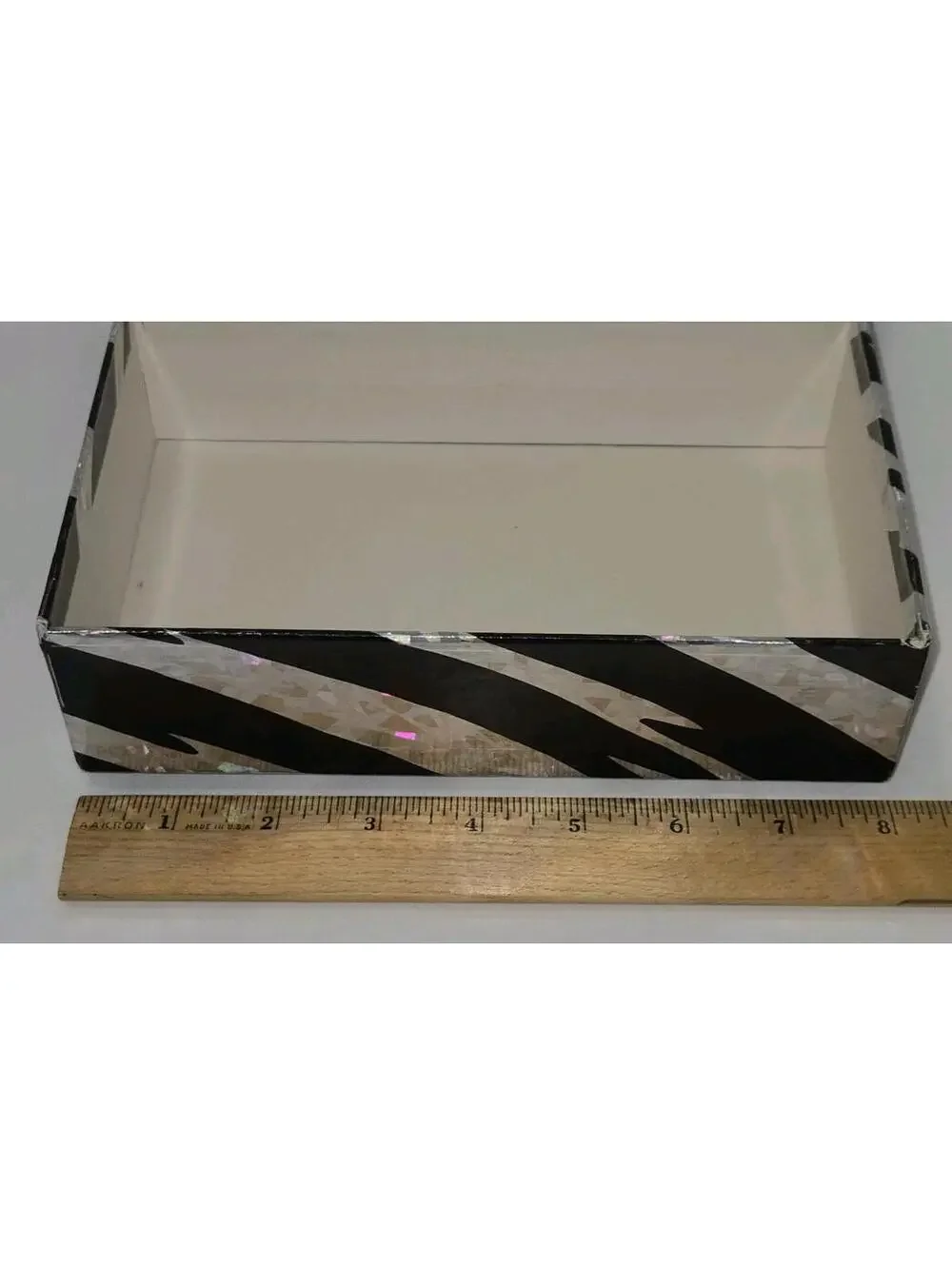 Vintage School Pencil Box Zebra Cracked Ice Made in USA General Box Company, EUC